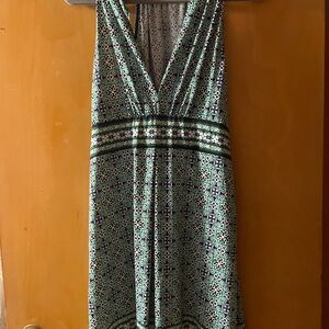 Max Studio Green and White Patterned Maxi Dress